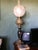 This lamp is a unique design French Victorian Electrified Oil Lamp With Etched Hand Blown Globe and Clear Chimney With...