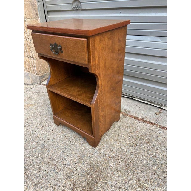 Wood A Pair of Ethan Allen by Baumritter 3 Tier Maple W. Drawer Nightstands, C. 1960s For Sale - Image 7 of 11