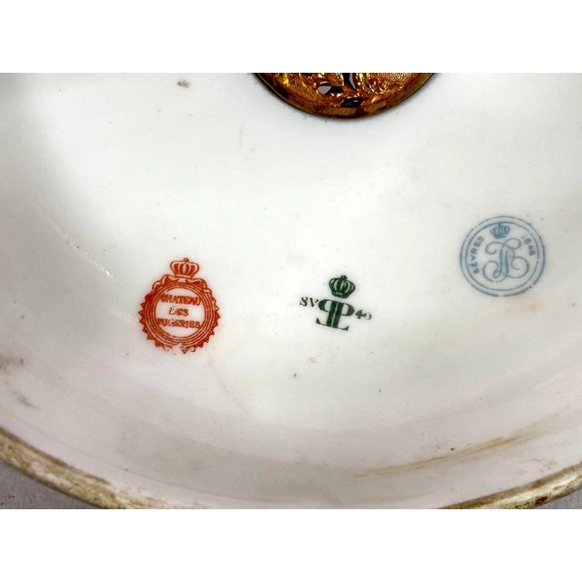 Manufacture de Sevres 19thC Sevres Louis XVI Style Blue Porcelain Bronze Bowl Urn For Sale - Image 4 of 18