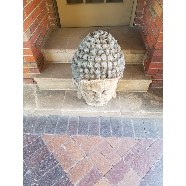 Antique Wood Carved Buddha Head For Sale - Image 9 of 9