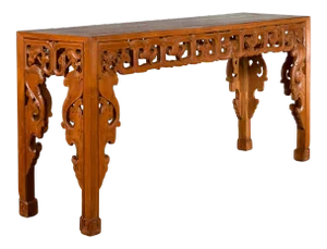 Chinese Early 20th Century Console with Cloud-Carved Apron and Scrolling Feet