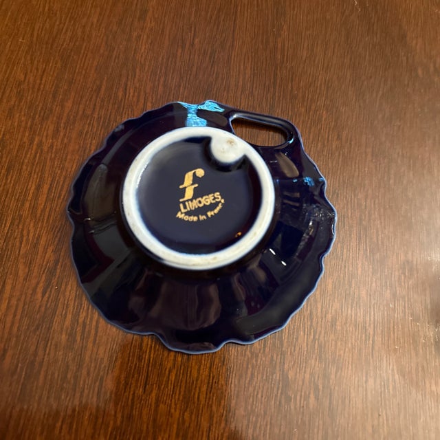 Limoges, France Mid 20th Century Cobalt & Gold Limoges Ring Dish For Sale - Image 4 of 5