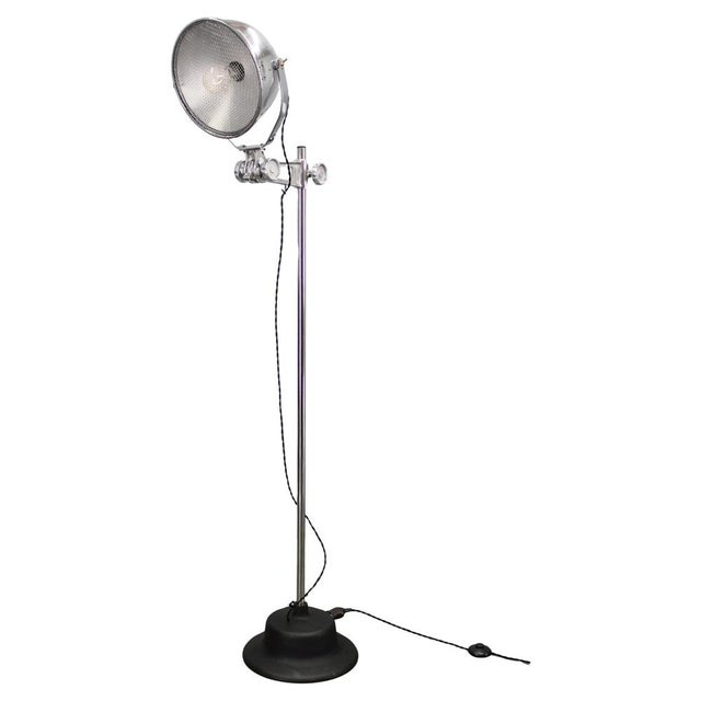 Industrial Adjustable Floor Lamp in Chromed Metal, Czechoslovakia, 1950s For Sale - Image 15 of 15