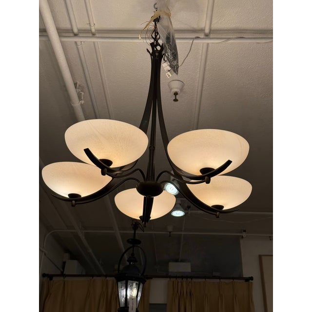 2010s Hubbardton Forge Aegis Five Light Chandelier For Sale - Image 5 of 12