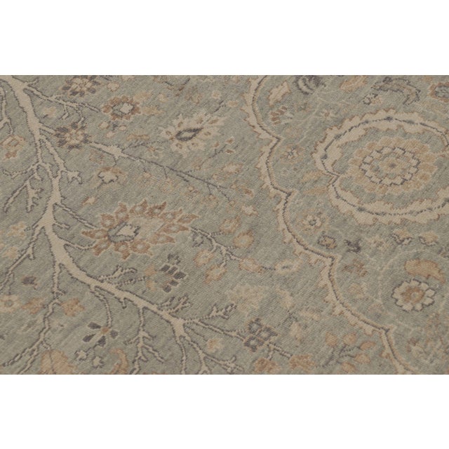 Textile Rug & Kilim’s Oushak Style Rug, Light Blue With Muted Floral Pattern & Medallion For Sale - Image 7 of 8