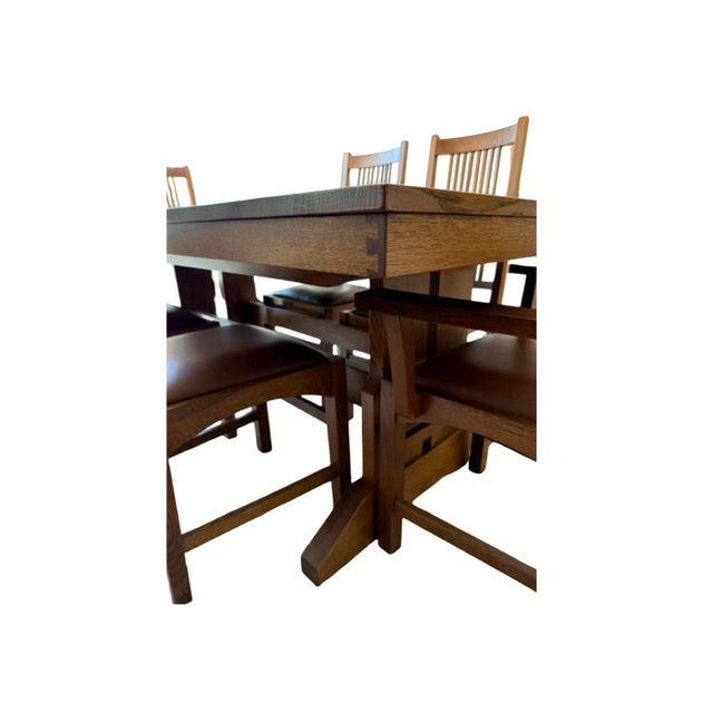Wood Handmade Mission/Craftsman Style Dining Set For Sale - Image 7 of 10