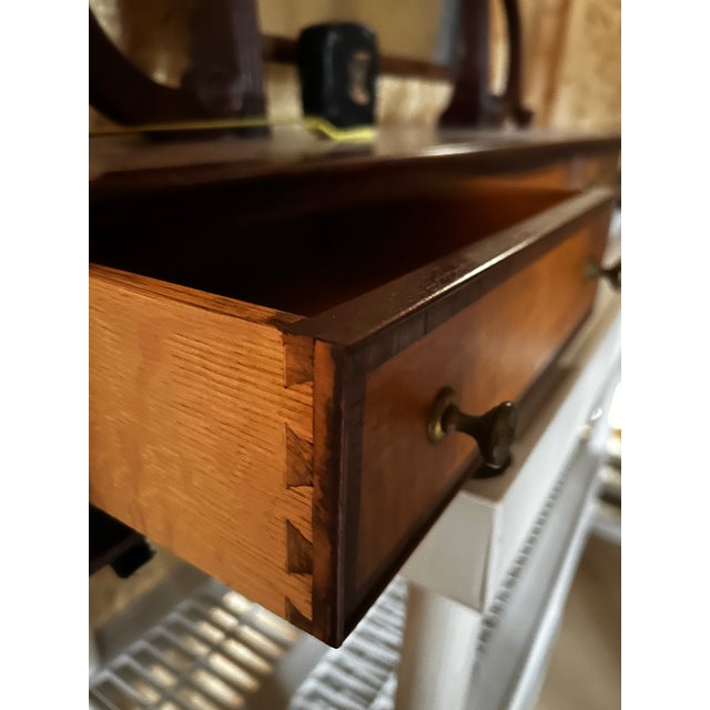 Large 1940s Victorian Dresser-Top Vanity Mirror Shaving Mirror With Drawers For Sale - Image 10 of 12