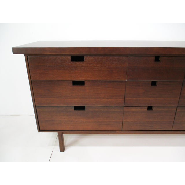 George Nakashima Mid 20th Century Nakashima Styled Mid Century Walnut Nine Drawer Dresser For Sale - Image 4 of 12