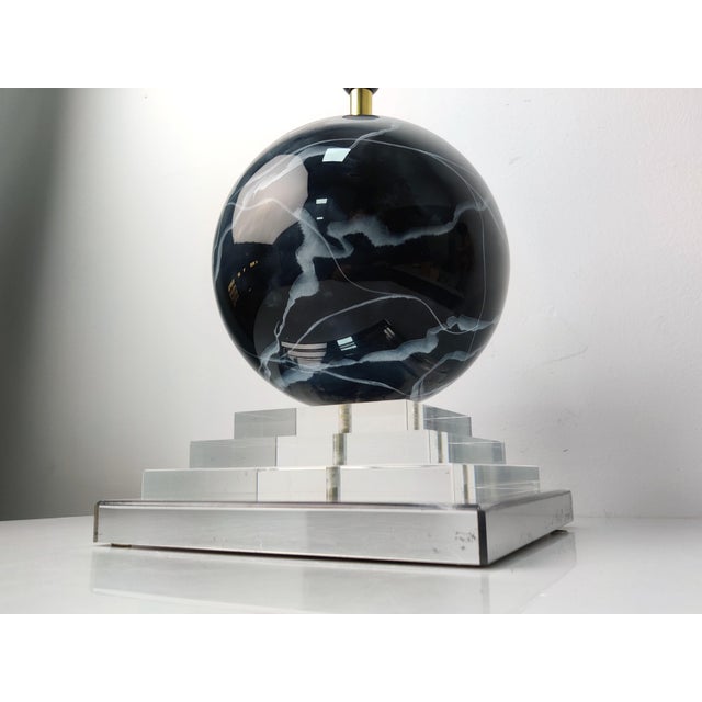 1970s Architectural Lamp Glass with Sphere Marble Effect, 1970s For Sale - Image 5 of 11