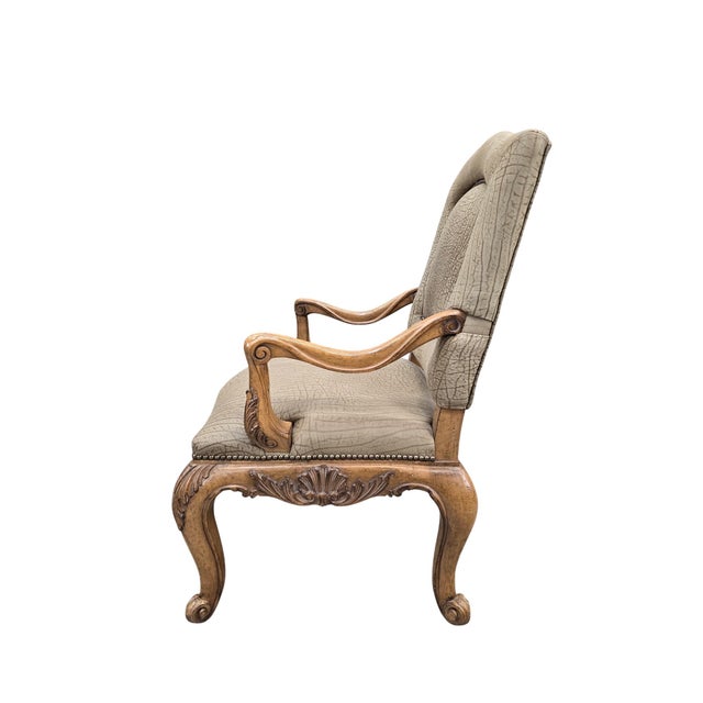 Late 20th Century Vintage Georgian Revival Style Carved Wood Armchairs by Plunkett Furniture - Pair For Sale - Image 5 of 10