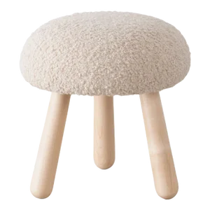 Wooly Ottoman in Natural Faux Lambswool & Maple by Object Refinery