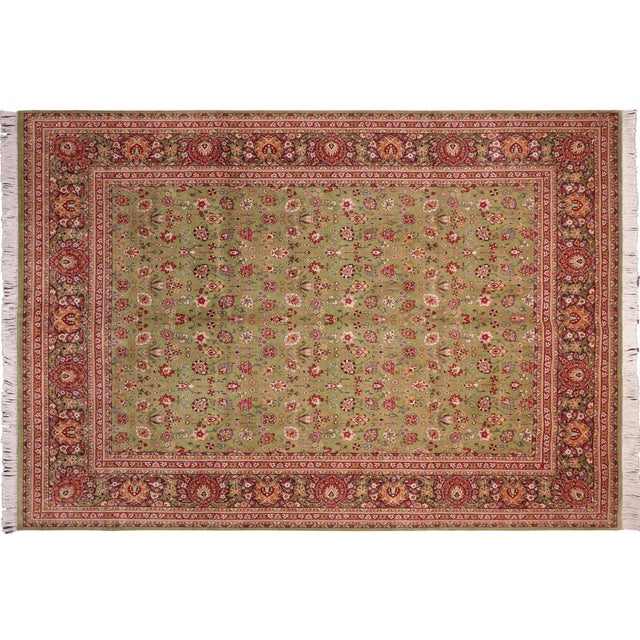 Green Traditional 1990's Floral Pak-Persian Green/Aubergine Wool Rug - 8'1'' X 10'0'' For Sale - Image 8 of 9