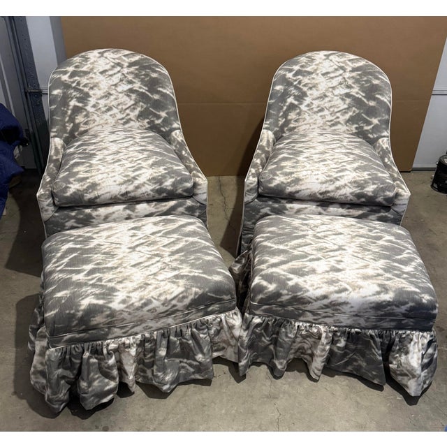 It doesn't get any better than this luxury pair of Lee Industries chairs and ottomans. This set includes a pair of LUXE...