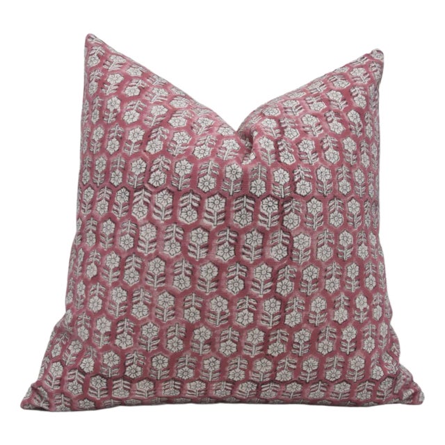 Fabdivine Traditional Block Print Pillow Cover 18x18 Inch Duck Canvas-Tulsi Buti For Sale