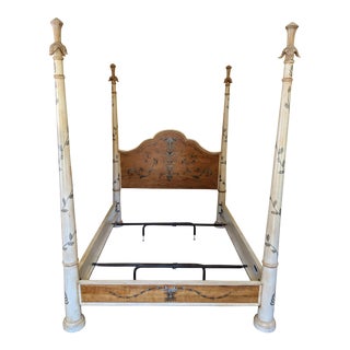 Transitional Ferguson Copeland Fruitwood 4-Poster Queen Bed For Sale