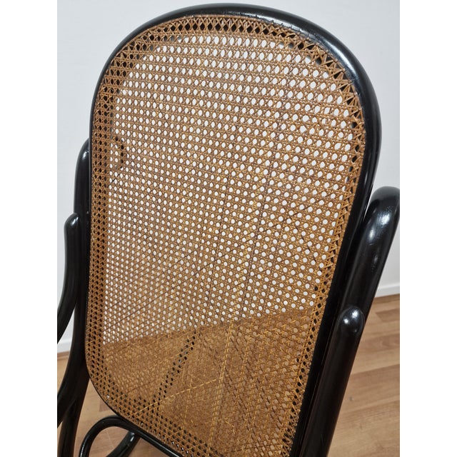 Black Antique Bentwood Rocking Chair from Thonet, 1890s For Sale - Image 8 of 12