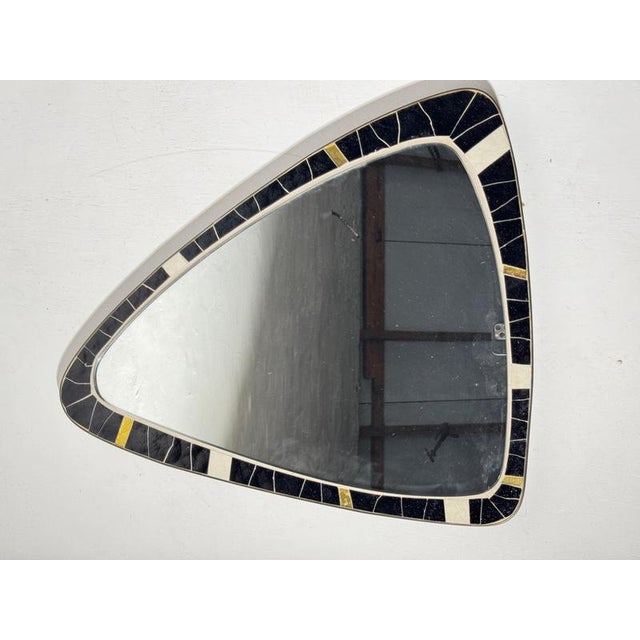 Mid-Century Modern Asymmetrical Mosaic and Brass Free-Form Mirror from Muller, 1950s For Sale - Image 13 of 18