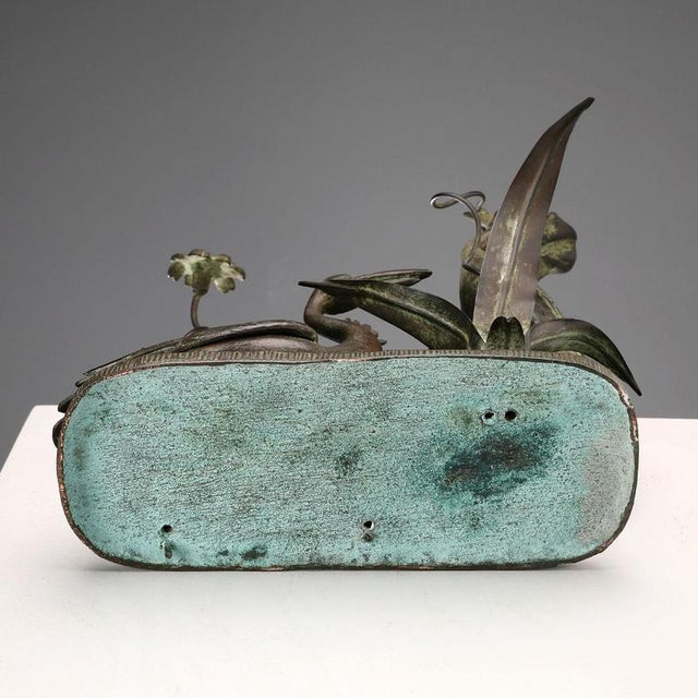 Gray Bronze Patinated Metal Planter For Sale - Image 8 of 11