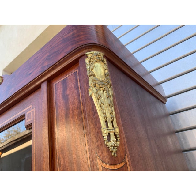 Metal Empire Walnut and Mahogany Single-Door Bookcase, 1880s For Sale - Image 7 of 18