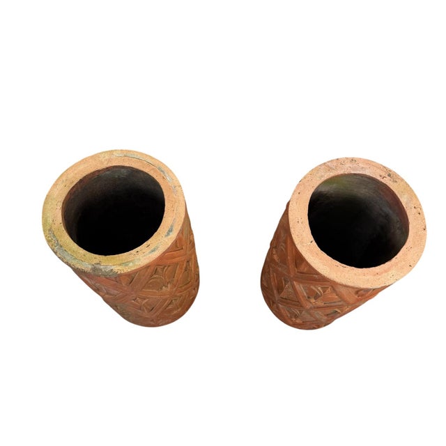 Antique French Terracotta Chimney Pots, 1890s, Set of 2, in Very Good conditions. Designed 1890 to 1919