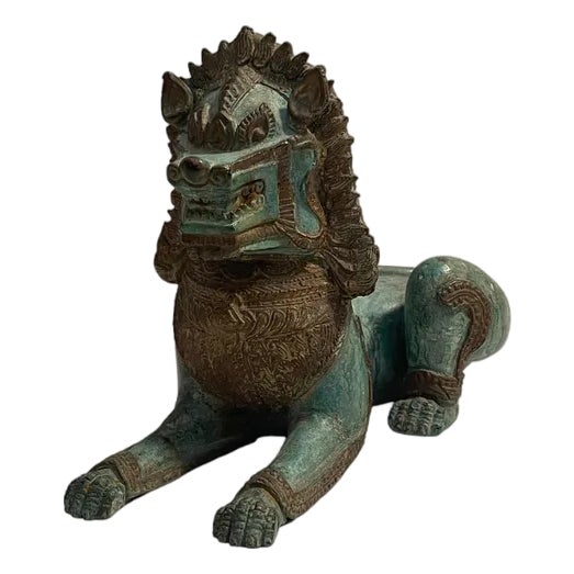 Bronze Temple Guardian Lion Statue For Sale