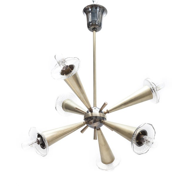 Vintage Sputnik Six-Light Chandelier, 1950s For Sale - Image 4 of 9