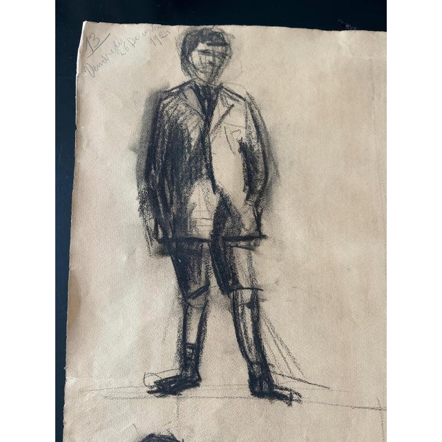 Black Unknow, Untitled, 1924, Charcoal on Paper, Set of 3 For Sale - Image 8 of 17