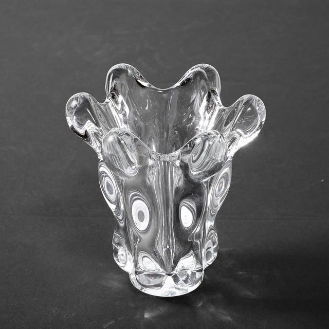 Mid-Century Modernist Splash Form Crystal Vase Signed Art Vannes For Sale - Image 14 of 18