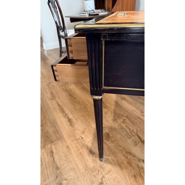 Black Late 19th Century Leather Top English/Italian Desk 5 Drawer / Extendable Top For Sale - Image 8 of 18