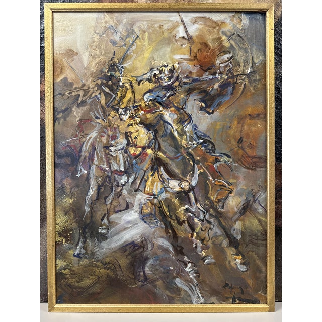 Gérard Pamboujian, Battle of the Pyramids. Oil on Canvas, 1975 For Sale - Image 7 of 9