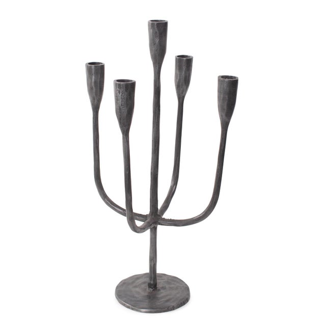Metal Asher Sculpted Cast Aluminum Five Arm Candle Holder- Ebony For Sale - Image 7 of 11