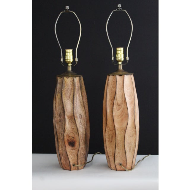 Camel Mid 20th Century Weatwood Studio Style Carved Waknut - a Pair For Sale - Image 8 of 12