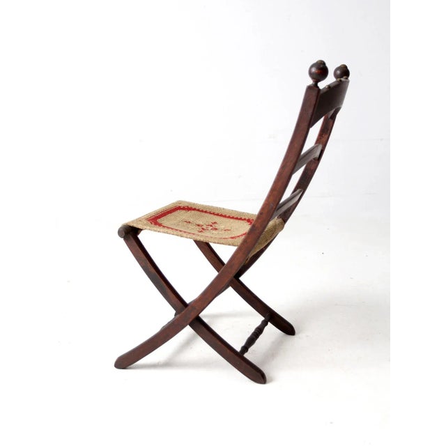 Victorian Antique Victorian Folding Camp Chair For Sale - Image 3 of 12