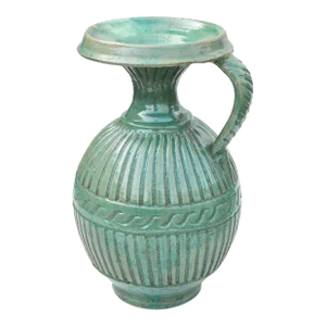 Antique Moroccan Teal Green Ceramic Vase
