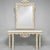 Hollywood Regency Style Italian Carved Ribbon Mirror & Stone Console Table For Sale - Image 9 of 10