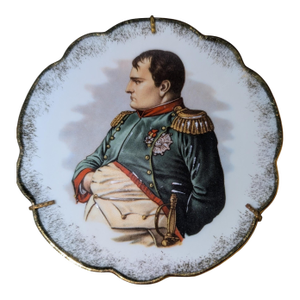 Vintage Limoges Castel Miniature Napoleon I Portrait Plate With Brass Display Hanger