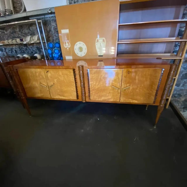 Brown 1950s Mid-Century Modern Hand-Carved Wood Italian Sideboard by Pier Luigi Colli For Sale - Image 8 of 12