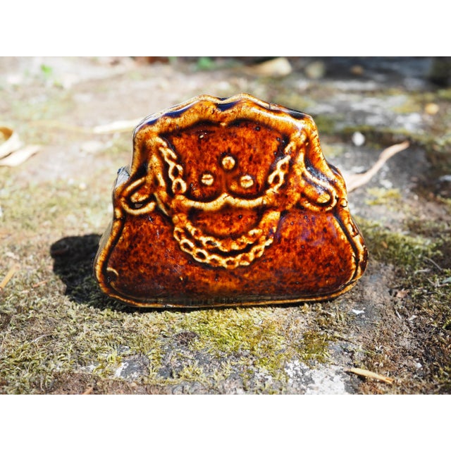 1900 French Ceramic Handbag Shaped Moneybox "Piggy" Bank For Sale - Image 11 of 11