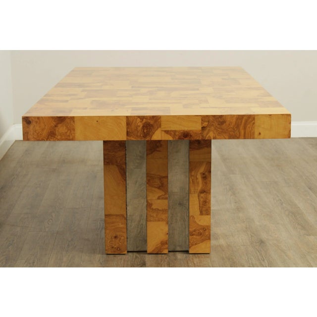 1970s Paul Evans Burlwood & Chrome Cityscape Dining Table For Sale - Image 5 of 13