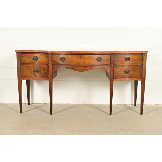 Baker Furniture Style Georgian Flame Mahogany Serpentine Front Sideboard Credenza For Sale - Image 13 of 13