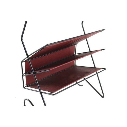 Leather and Metal Magazine Rack For Sale - Image 14 of 15