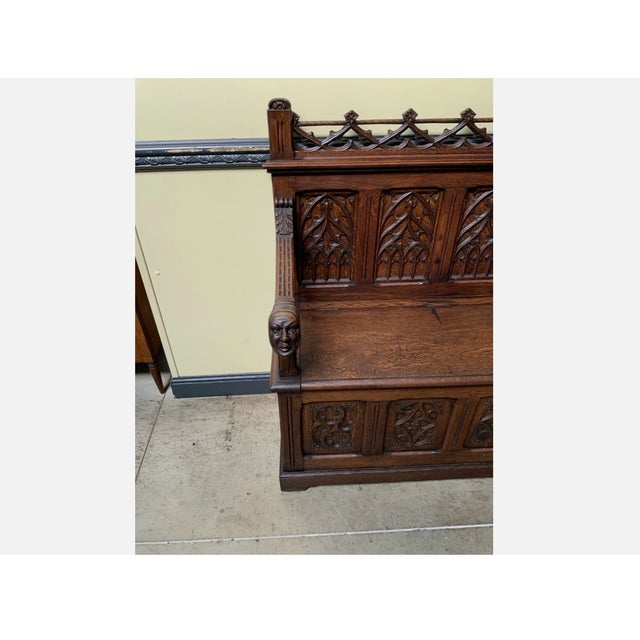 Antique Neo-Gothic Chest Bench, 1880 For Sale - Image 4 of 14