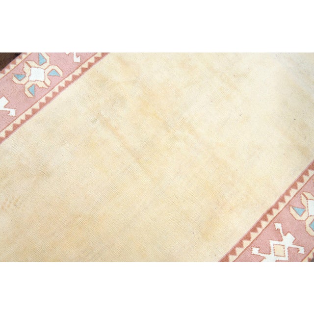 1970s 1970s Vintage Turkish Handmade Wool Cotton Pink Beige Area Rug For Sale - Image 5 of 11