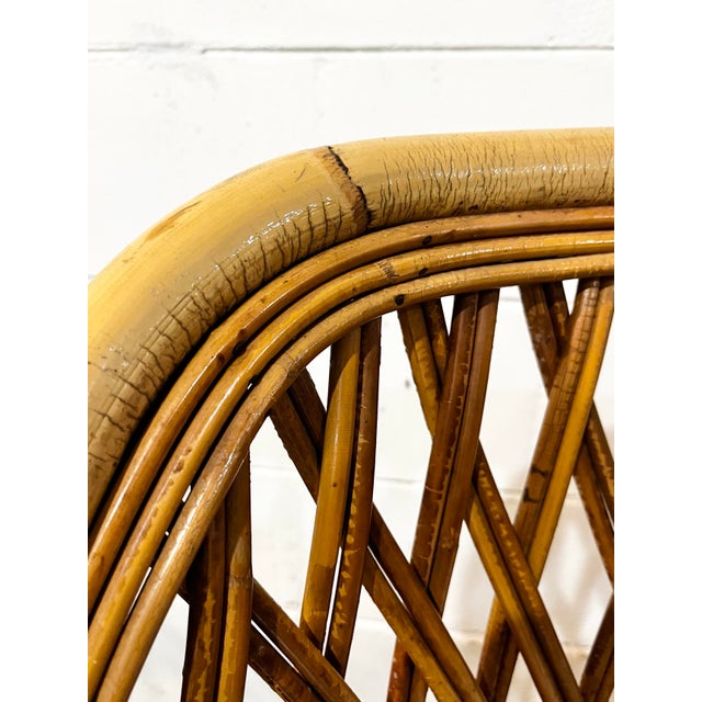 Vintage Woven Pencil Reed Rattan Sofa For Sale - Image 9 of 12