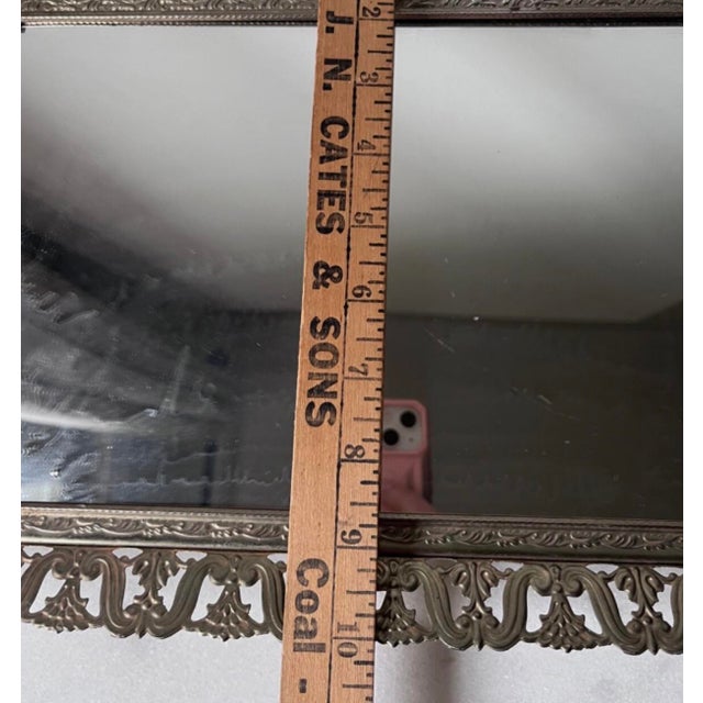 Vintage Gold Filigree Dresser Vanity Mirror Tray With Feet….. For Sale - Image 10 of 15
