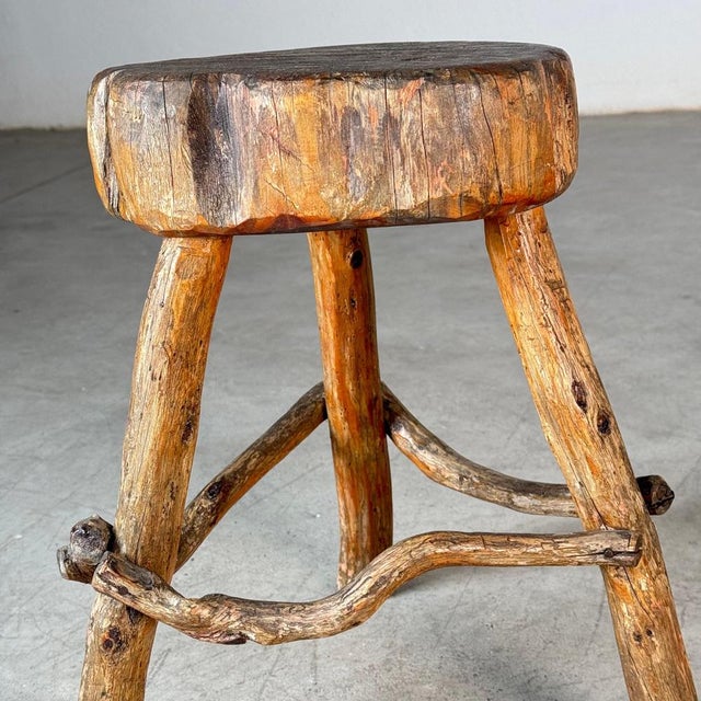 Late 19th Century Rustic Alpine Stool from Valle Daosta, Italy, 1890s For Sale - Image 9 of 18