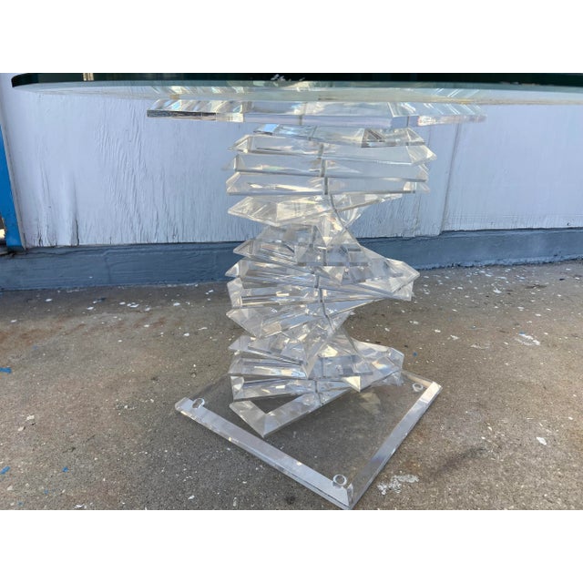 Modern Late Mid Century Modern Lucite Helix Spiral Table For Sale - Image 3 of 6