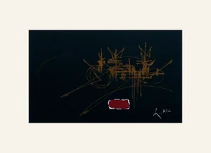 1995 Georges Mathieu Composition Fond Noir Screen Print