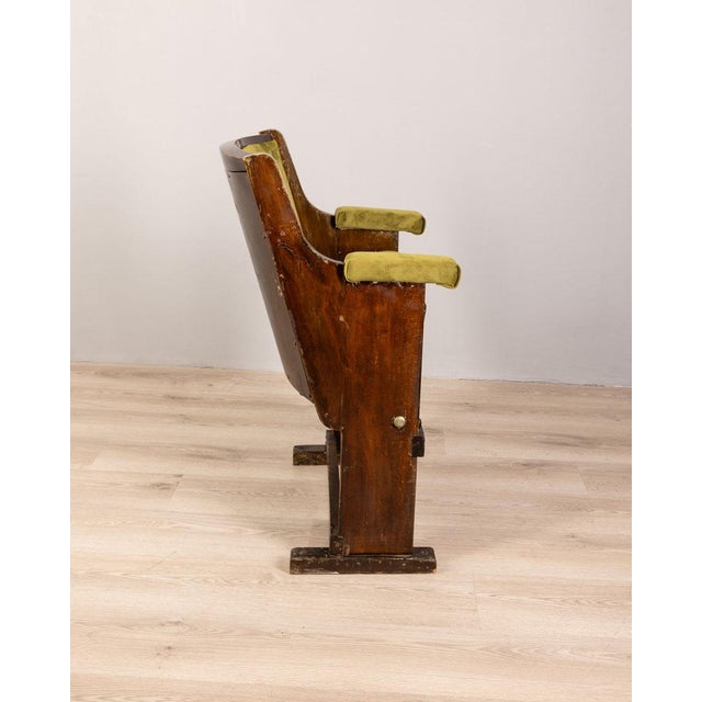 Vintage Italian Cinema Chair in Green Velvet For Sale - Image 4 of 12