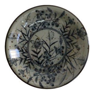 1940s Small Gray and Blue Floral Dish For Sale